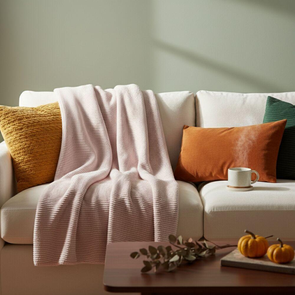 Плед покривало на ліжко Adina 200x220 см IDEIA пудра бавовна натуральне, фото 1