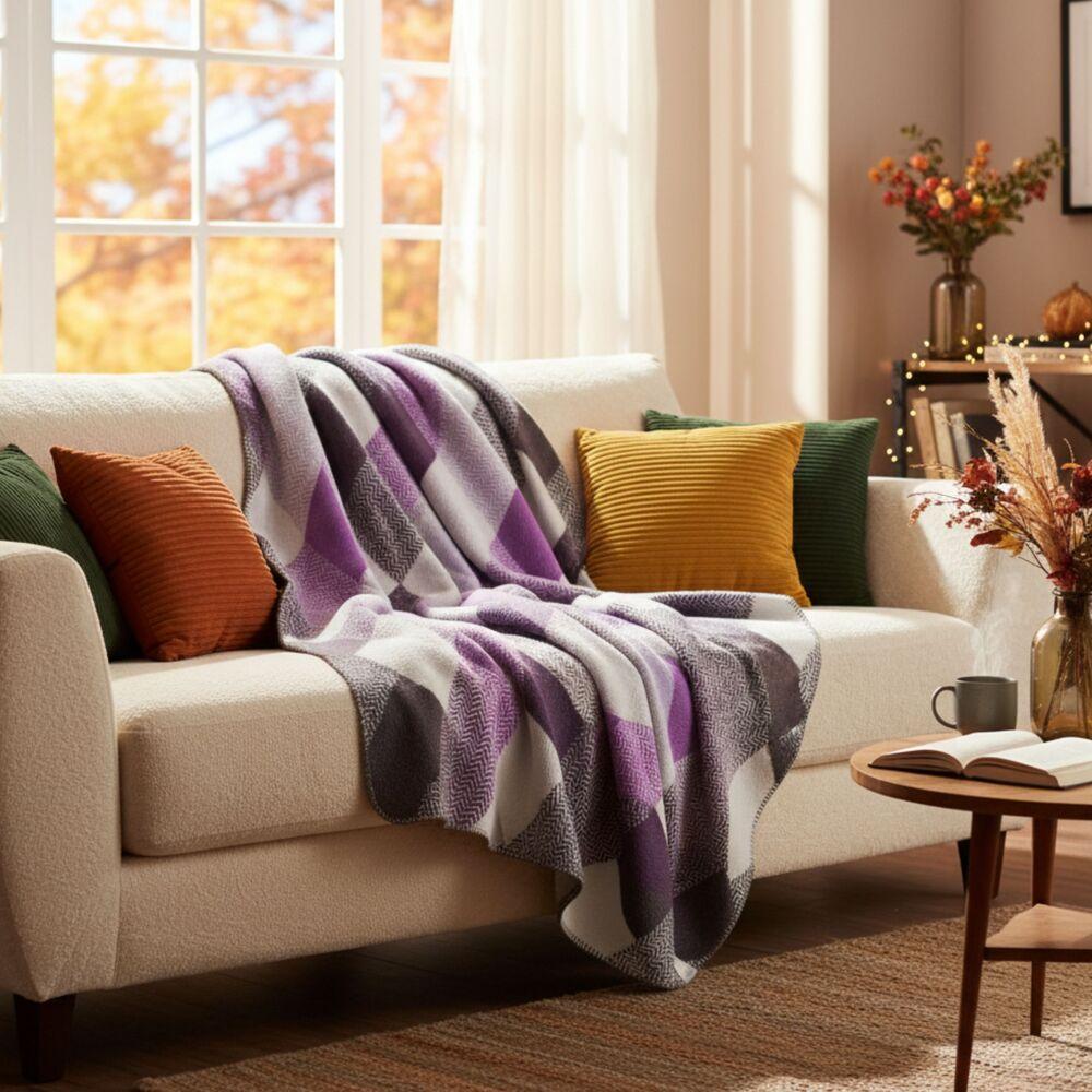 Плед покривало Kassandra 150x200 см IDEIA беж бузок бавовна натуральне, фото 1