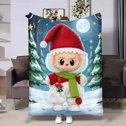 Плед 3D новорічний Лабубу Новорічний 32206 135х160 см ID 5165703, фото 1