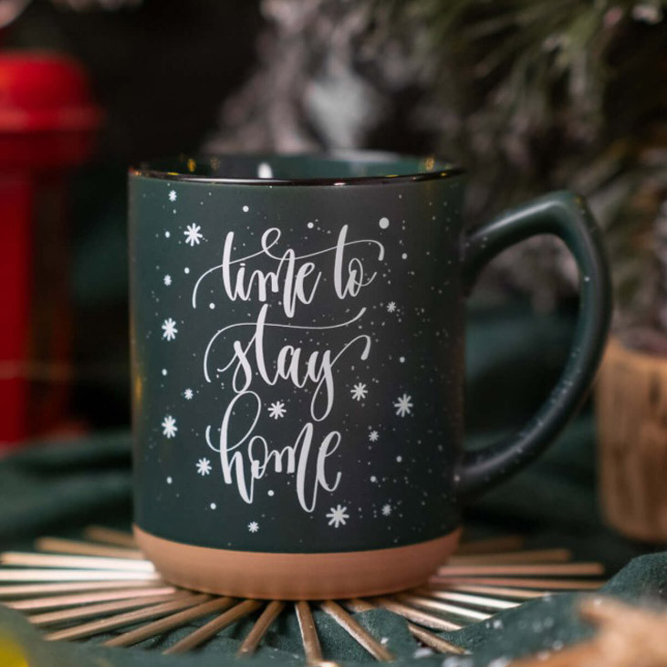 Чашка керамічна 320 мл Time To Stay Home зелена