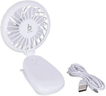 Вентилятор Bo-Camp Mini Fan With Clamp акумуляторный компактный с прищепкой USB зарядка White 1