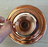 Свічник мідний. Висота - 8см, вага - 155г, діаметр блюдця - 13см, фото 3