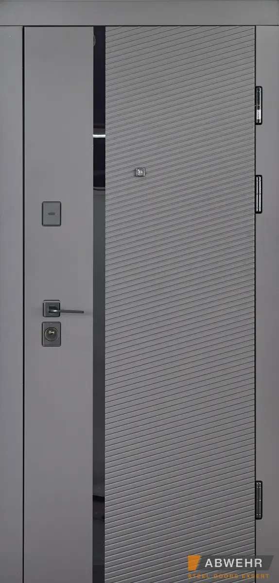Вхідні двері Abwehr Megapolis MG3 Melany 573/558 Вугілля + Білий супермат 860*2050 мм Стильні вхідні двері, фото 1
