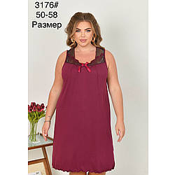 Нічна сорочка з бантиком і бамбуковим волокном Полу Батал Розміри: 50,52,54,56,58 (49557)