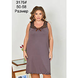 Жіноча нічна сорочка з бантиком і бамбуковим волокном Полу Батал Розміри: 50,52,54,56,58 (49558)