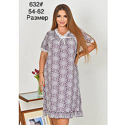 Жіноча нічна сорочка з візерунком "Бамбукове волокно" Батал Розміри: 54,56,58,60,62 (49561)
