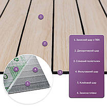 Покриття вінілове самоклеюче 3D рейки 600х600х2,8мм Ясен кремовий SW-00002199, фото 2