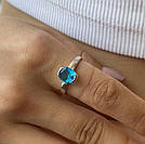 Родоване каблучка з блакитним цирконом Кетрін, фото 5