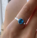 Родоване каблучка з блакитним цирконом Кетрін, фото 6