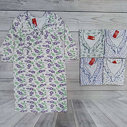 Нічна сорочка з довгим рукавом і начосом великі розміри виробництва Узбекист Розміри: 58,60,62,64,66 (35073)