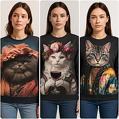 КУПОН Футер двунитка «Три кота» 75см - 180см. (діджитал)НЕ ПОВНИЙ КУПОН 0.45см- незначна потертість,відтиск