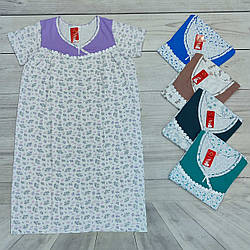 Жіноча нічна сорочка Батал з коротким рукавом виробництво Узбекист Розміри: 58,60,62,64,66 (35076)