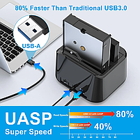 Док станція GODO GDPD01T для HDD SSD 2.5" 3.5" SATA III USB3.0 з функцією клонування, фото 2