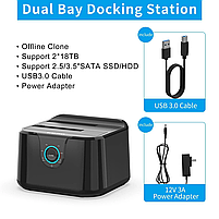 Док станція GODO GDPD01T для HDD SSD 2.5" 3.5" SATA III USB3.0 з функцією клонування, фото 7