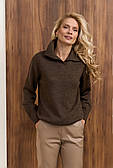 Светр-поло жіночий напіввовняний коричневого кольору. Модель 2802