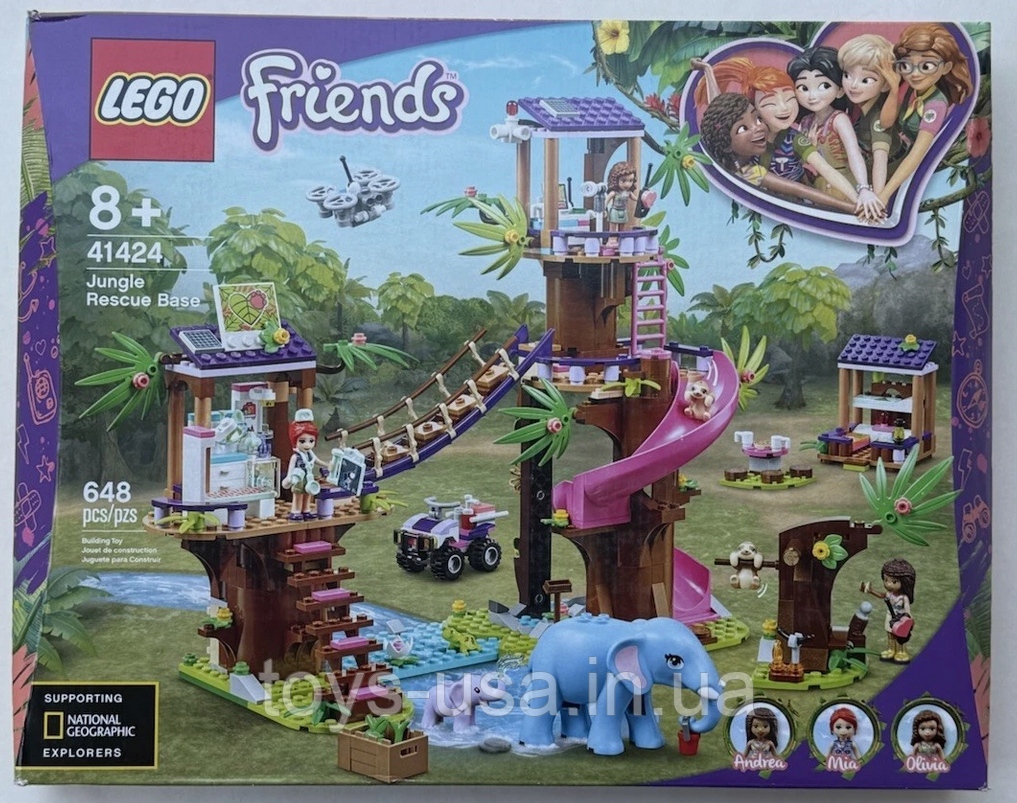 Лего Конструктор LEGO Friends Штаб рятувальників 41424 Jungle Rescue Base Camp, фото 1