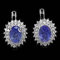 Сережки. Натуральний танзаніт. Срібло 925.