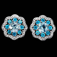 Сережки. Натуральний топаз і апатит. Срібло 925.