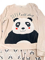 Піжама тепла зимова флісова для дівчинки з пандою