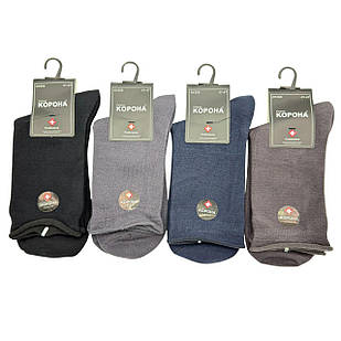 Зимові чоловічі шкарпетки з кашеміру для діабетиків Корона однотонні теплі без гумки, 10 пар/уп. асорті кольорів, 41-47
