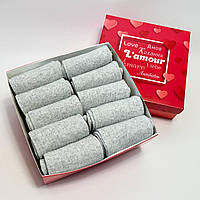 Подарунковий набір чоловічих шкарпеток в рубчик 10 пар 41-45 р сірі високі в подарунковій коробці