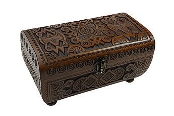 Різьблена дерев’яна шкатулка ручної роботи з натурального дерева 21×11×12 см