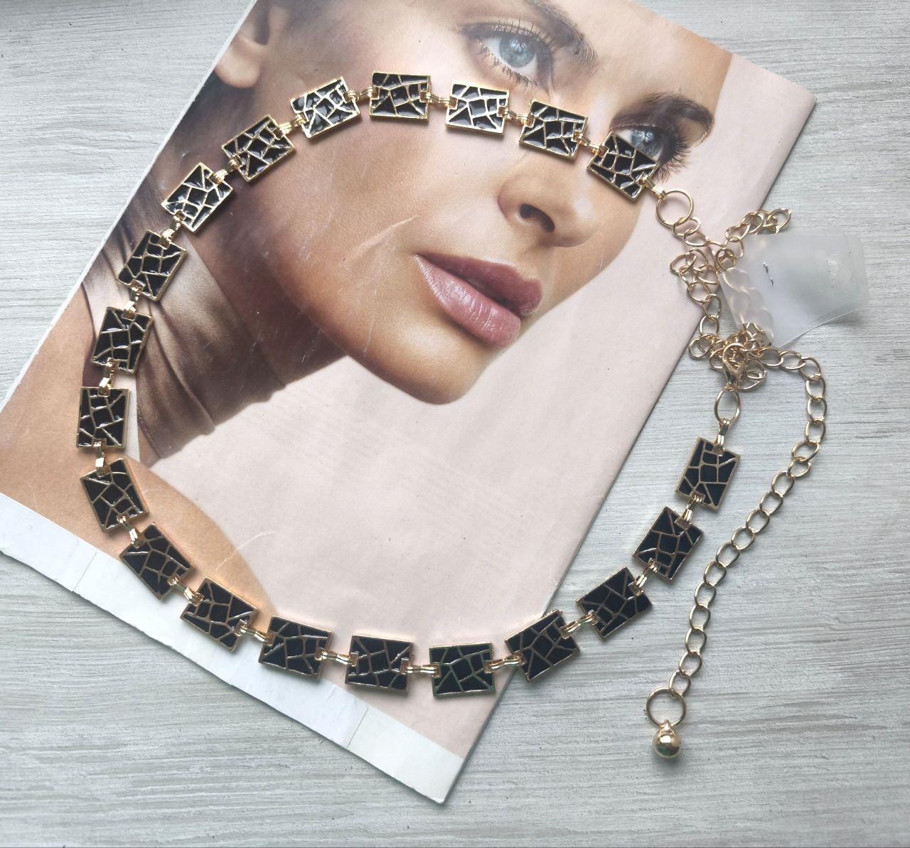 Пояс ланцюжок Frida gold/black, фото 1