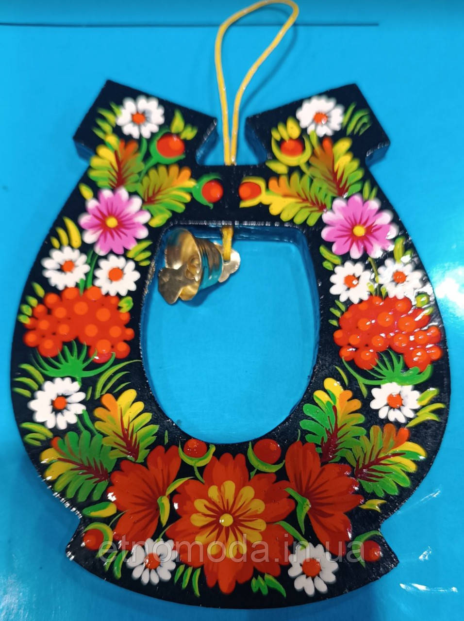 Підкова дерево 11 см з Петриківським розписом