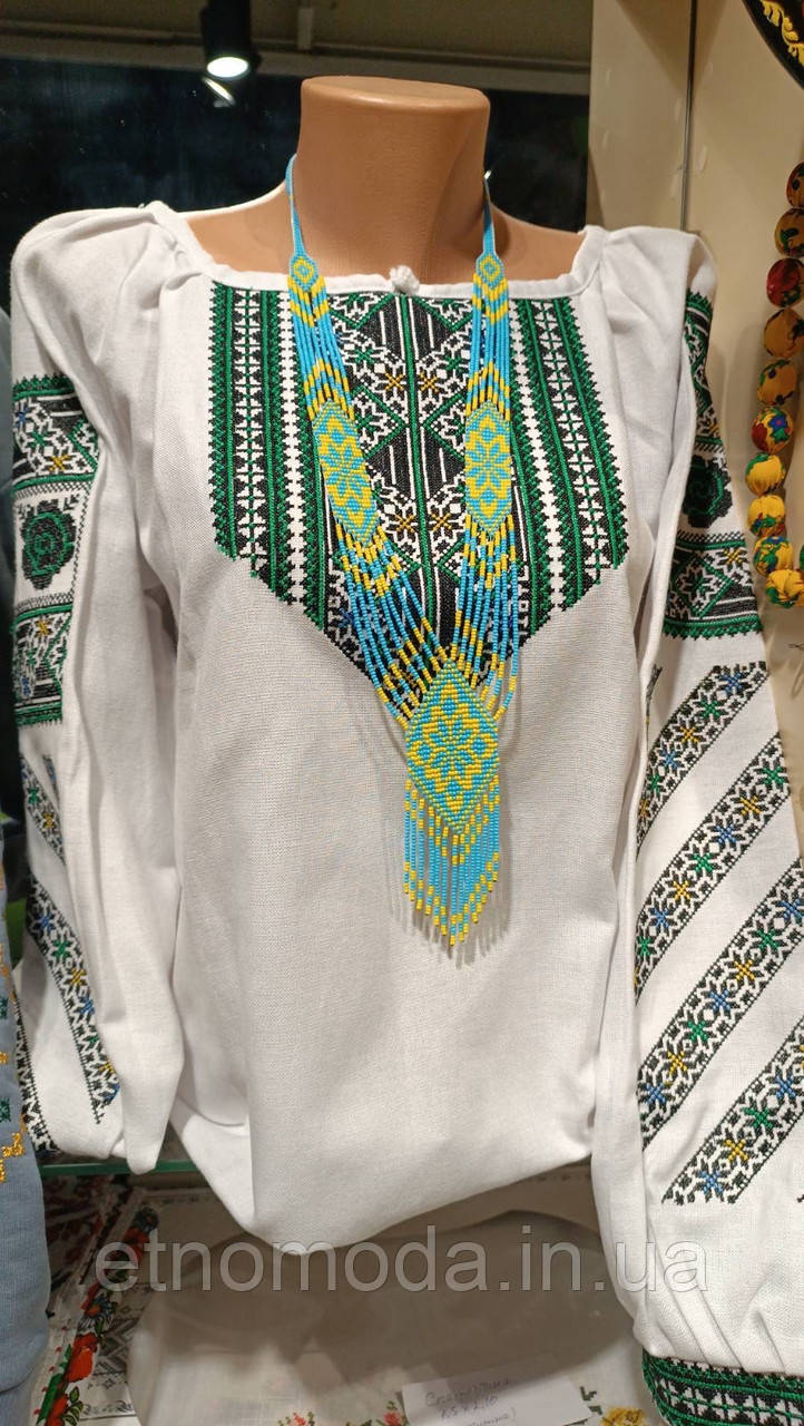 Вишиванка жіноча (полотно/сірий льон) Класика ексклюзив