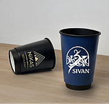 2500 шт. Стакани з логотипом, чорні двошарові, 340 мл., фото 4