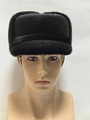 Чоловіча зимова шапка з хутра нерпи "Конфедератка" Чорна