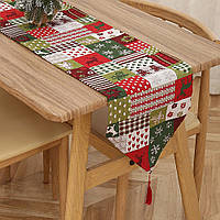 Рождественская скатерть на стол 170 см на 34 см разноцветный