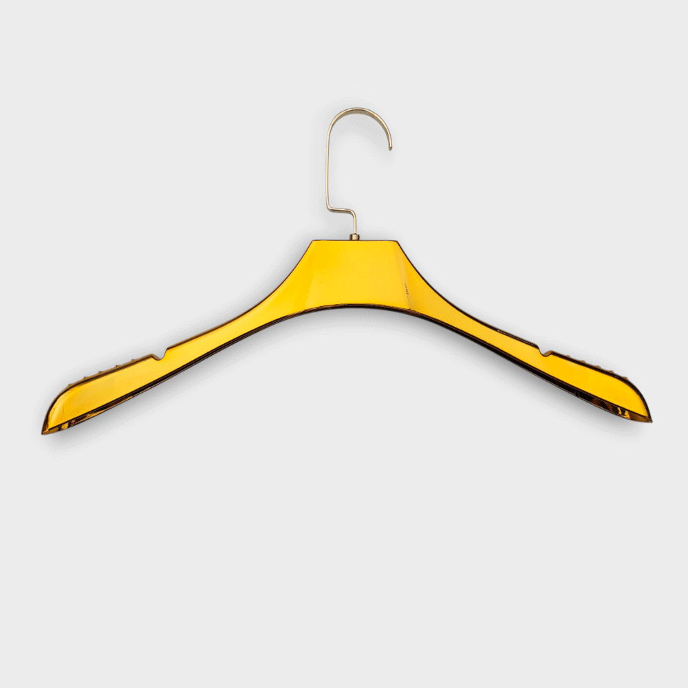 Пластикові плічки 38.5 см вішалки золоті з широким плечем 2.5 см для одягу упаковка 5 шт, фото 1