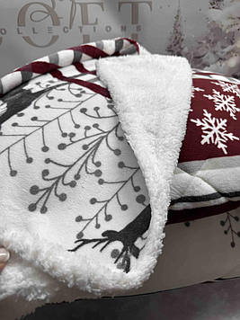 Тепла зимова ковдра-покривало Merinos двостороння велюр/софт (хутряна) — м’яка ковдра полуторна 160×240 см, Туреччина