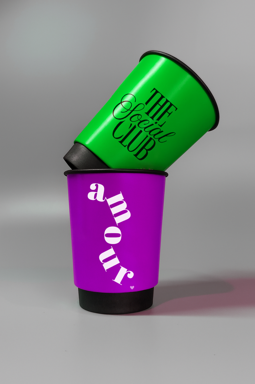 5000 шт. Стакани з логотипом, чорні двошарові, 250 мл., фото 1