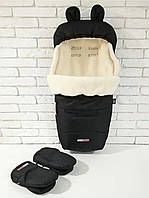 Комплект зимовий Конверт і Рукавички Z&D New чорний футмут