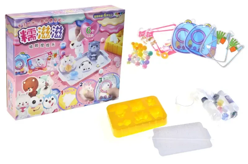 Набір для створення сквішів Пухнасті Друзі 9005CB 6 формочок, антистрес-іграшки у коробці 30.2*6*25 см