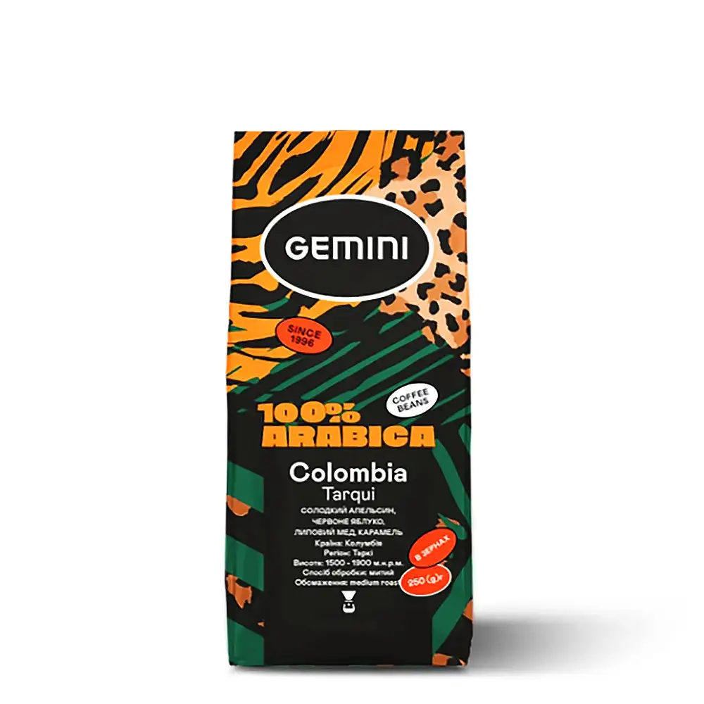 Кава зернова Colombia Tarqui арабіка Gemini 250 г середнє обсмаження, фото 1