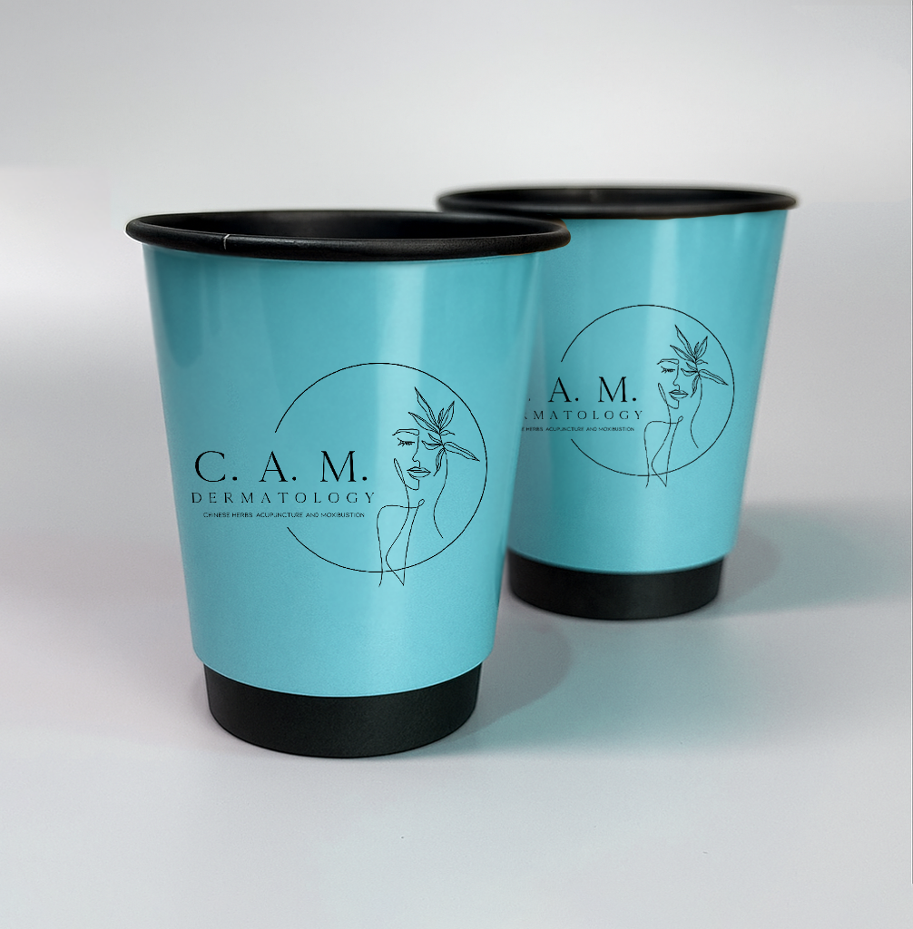 1000 шт. Стакани з логотипом, чорні двошарові, 175 мл., фото 1