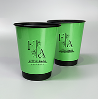 2500 шт. Стакани з логотипом, чорні двошарові, 175 мл.