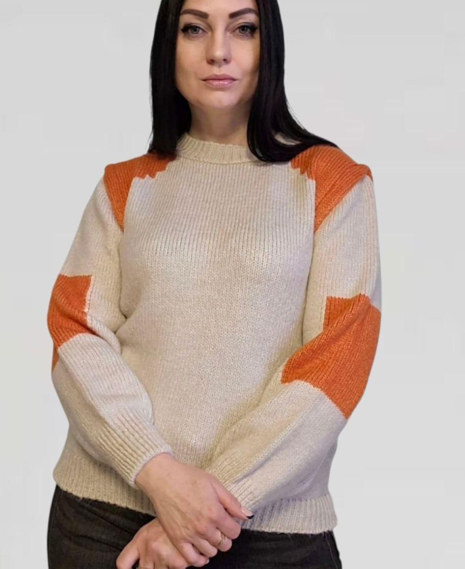 Светр жіночий в'язаний бежевий. One Size, фото 1