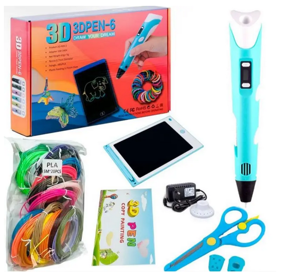 Творчий набір 3D ручка Pen 6+ із планшетом для малювання, фото 1
