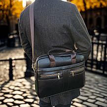 Чоловічий портфель Lorian з відділенням для ноутбука з натуральної шкіри колір темна кава LR 252019-darkcoffee, фото 3