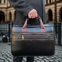 Чоловічий портфель Lorian з відділенням для ноутбука з натуральної шкіри колір темна кава LR 252019-darkcoffee, фото 5