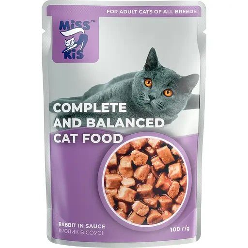 Вологий корм для кішок Mis Kiss з кроликом в соусі 100 г, фото 1