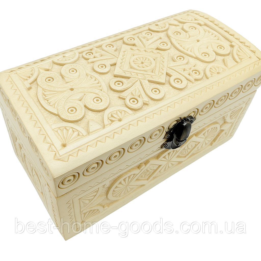 Різьблена шкатулка з явіра 18.4×9.2×10.4 см | Дерев’яна скринька ручної роботи | Подарунок з Карпат, фото 1