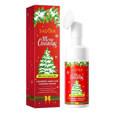 Пінка мус для вмивання Sadoer Marry Christmas зі щіточкою 120 ml (екстракт полуниці)