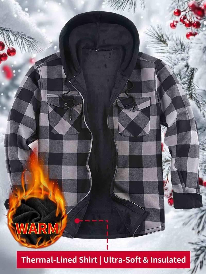 Сорочка чоловіча байкова на флісі, тепла дуже великого розміру щільна високої якості, з капюшоном BASIC LINE