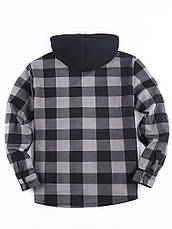 Сорочка чоловіча байкова на флісі, тепла дуже великого розміру щільна високої якості, з капюшоном BASIC LINE, фото 2