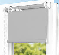 Ролети Блекаут на вікна з фіксацією під нахил Рулонні штори Ролета тканинна блекаут B-54 Світло-сірий